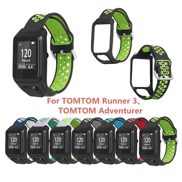 

twee-color siliconen wrist band horloge band for tomtom runner 2 3 spark 3 gps horloge fitness tracker replacement, Black;brown