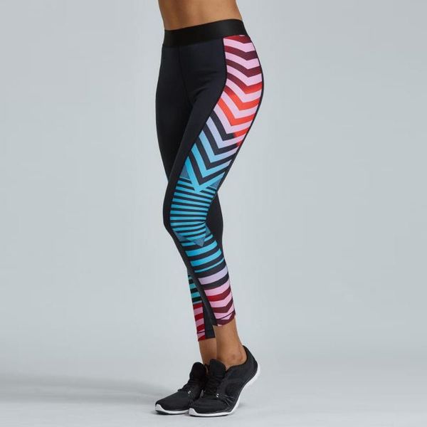 

color stripe stitching women's hollow sports yoga workout gym elastic elastic band leggings pants athletic fitness clothing 2020, White;red