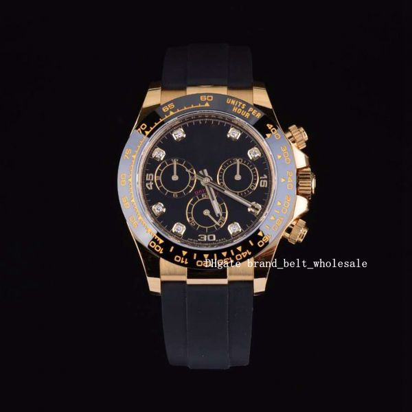 

selling 2020 trend 40mm m116518ln 116518 no cosmograph black face diamond ceramic dial rubber strap automatic men's watch, Slivery;brown