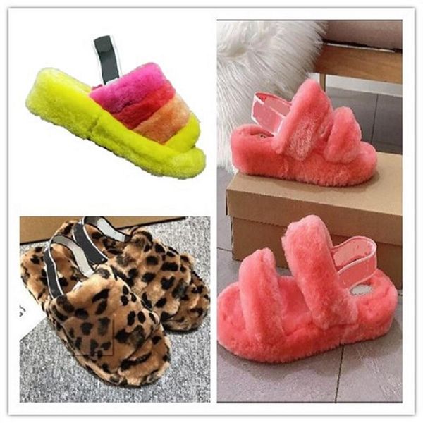 

2019 shoes woman slipper women shoes flip flops australia fur slides women buty leather fashion fluffy furry house slippers mx200425, Black