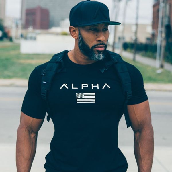 

running sport t-shirt mens short sleeve cotton t shirt gym fitness training skinny tee male jogging crossfit brand clothing, Black;red