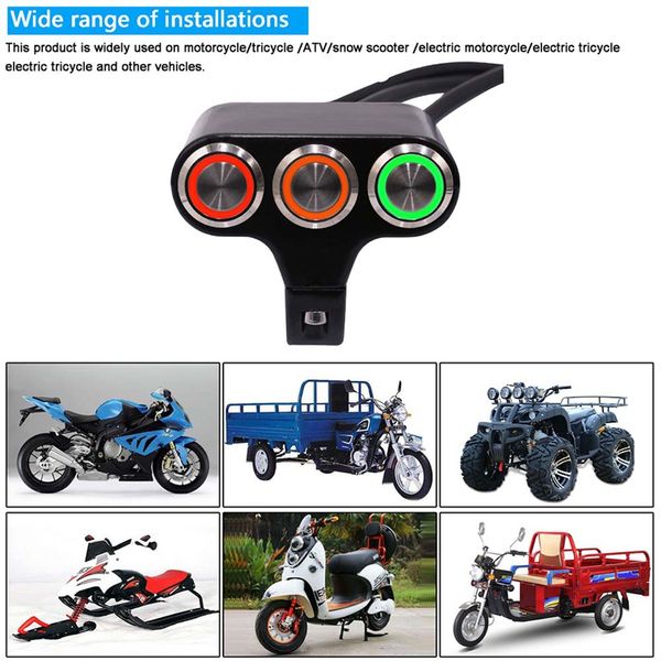 

led 15a aluminum alloy self-resetting button switch, horn / start / ignition switch for motorcycle, electric car,atv