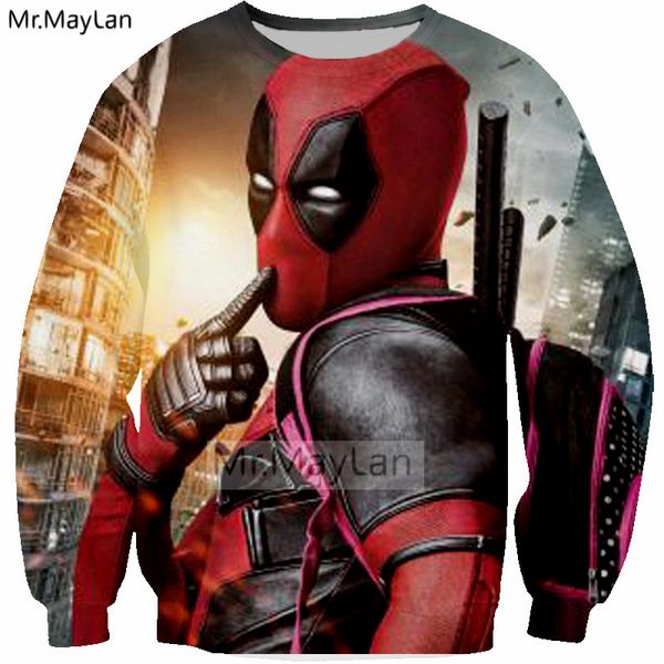 

movie deadpool funny 3d print sweatshirts men/women hip hop crewneck hoodies boys modis streetwear clothes hombre drop ship, Black