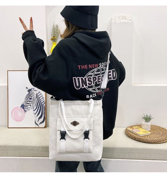 

fashion women shoulder bag large solid ladies and girls canvas bag casual style flap pocket reusable crossbody shopping