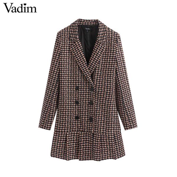 

vadim women retro plaid mini dress warm design winter long sleeve female fashion casual double breasted dresses vestidos qd099, Black;gray