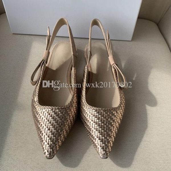 

new women's fashion woven pointed effect and gold stone edge rubber slipper women's fashion sandal size; 34-42, Black