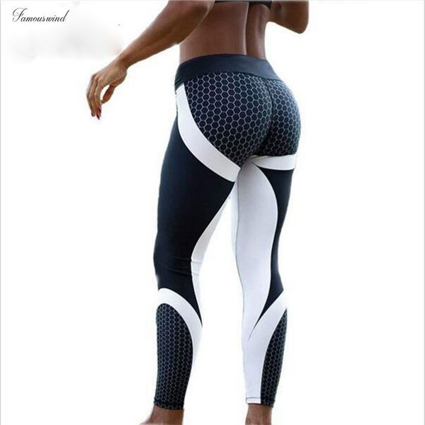 

new arrival fitness pattern leggings women printed pants work out sporting slim white black trousers leggins