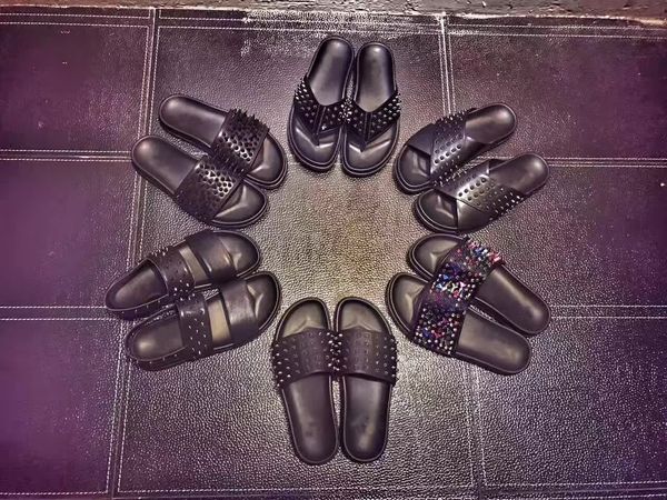 

мужские плоские красные с днищами роскошные слайд летняя мода широкие плоские тапочки флип-флоп размер 38-45, Black