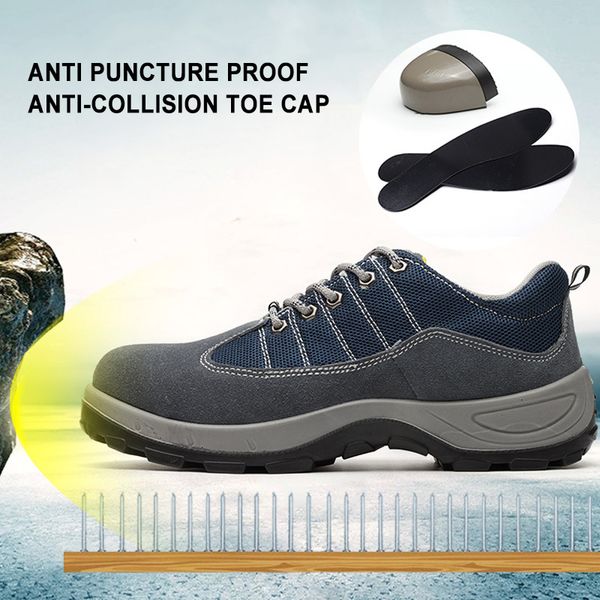 

work safety boots men shoes anti-smashing safety shoes construction protective breathable work boots men, Black