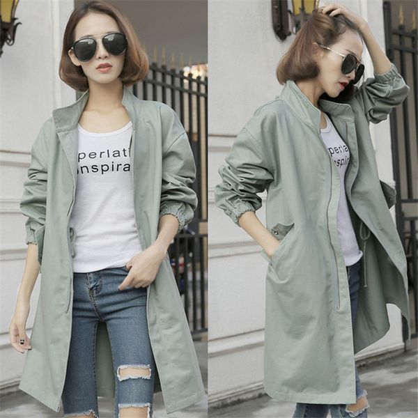 

jacket for women spring autumn 2019 casual fashion solid zipper long sleeve windbreaker female long loose coat female outerwear, Black;brown