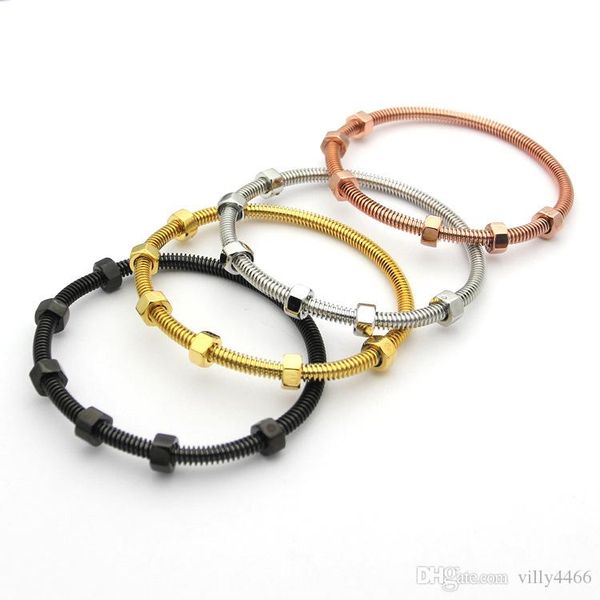 

fashion brand 2017 the latest 6 screws bracelet titanium steel ladies male and female couple thread love bracelet&banlge for women jewelry, Black