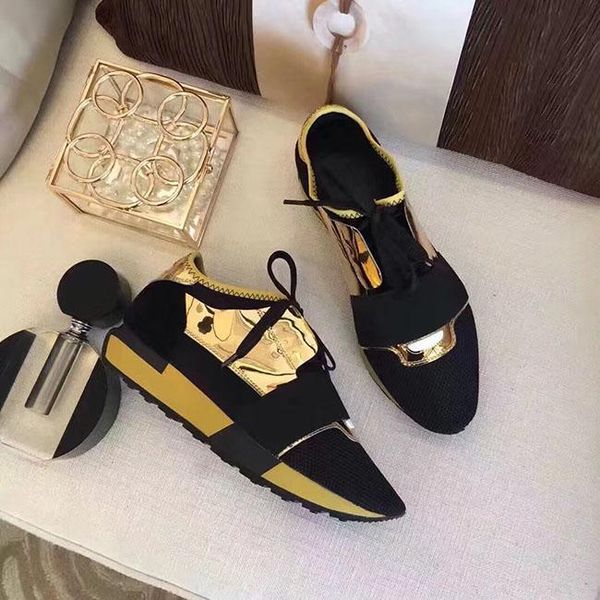 

2019 fashion and quality designer sneaker man woman casual shoes genuine leather mesh pointed toe race runner shoes outdoors trainers d09, Black