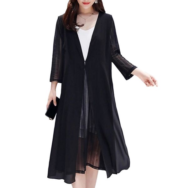 

2019 bikini beach cover-up swimsuit air conditioning summer sun protection clothing chiffon cardigan coat plus size swimwear, Blue;gray