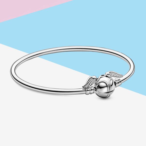 

2019 new 1:1 original 925 sterling silver potter european moments snitch clasp bangle bracelets f012, Golden;silver