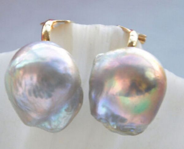 

00334 almost round purple keshi pearl earring please choice buyer like metal 5 style select, Silver