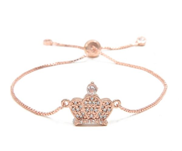 

gold silver chain bracelet micro pdave cz rope cubic zirconia adjusted macrame crown bracelet charm women mkli5 bangles, Black