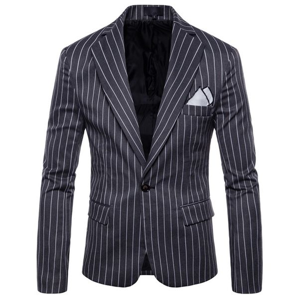 

doudoulu mens casual striped business wedding suit mens blazer jacket lapel slim fit outwear blazer coat #es, White;black