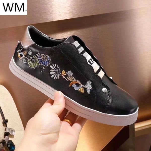 

duping520 new fashion embroidery flower black flat shoes casual shoes sneakers dress shoes skate dance ballerina flats loafers espadrilles