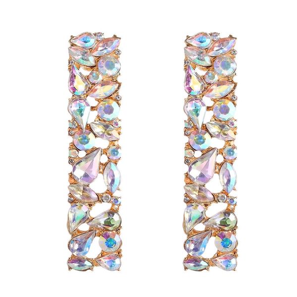 

diezi vintage baroque ab rhinestone stud earrings for women geometric ladies statement crystal earrings 2020 new pendientes, Golden;silver
