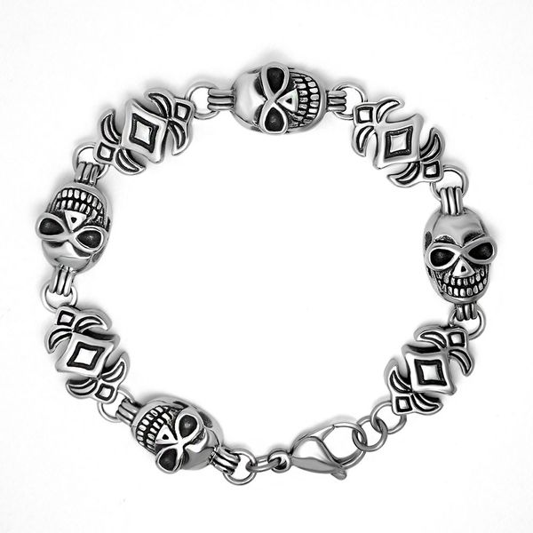 

aiyanishi punk skull bracelet metal design with rock and roll men's wristband (skull, Golden;silver