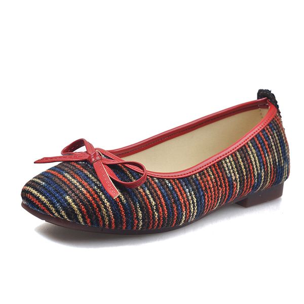 

women's shoes slip on shallow flat shoes woman 2020 new casual round toe colorful bow knot ladies flats plus size, Black
