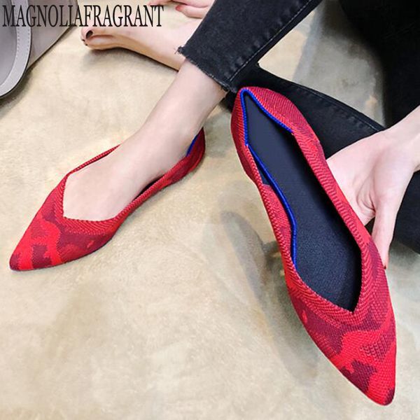 

summer breathable loafers womens pointy multi-colors pregnant flat single shoes soft knitted slip on ballerinas women shoes hy15, Black