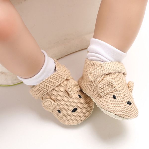 

adorable infant toddler baby boy girl knit crib shoes cute cartoon bear anti-slip prewalker baby shoes