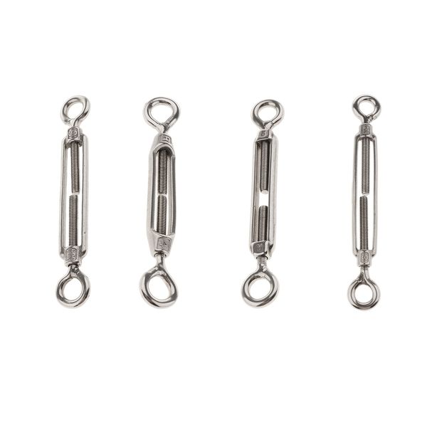 

4pcs 304 stainless steel turnbuckle screw m4 m5 m6 m8 suitable for tightening rope, length adjustable