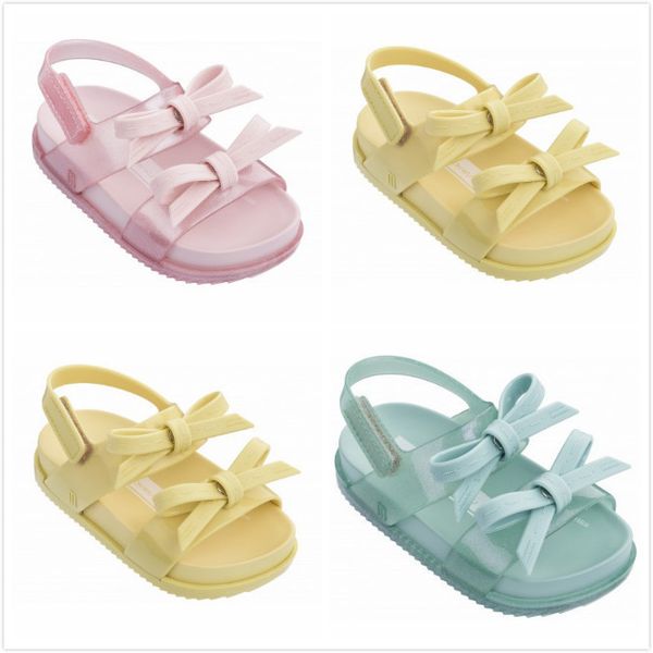 

mini melissa 2 layers bow brazil girls jelly sandals 2020 summer children sandals melissa shoes non-slip girls princess sandals t200411, Black;red