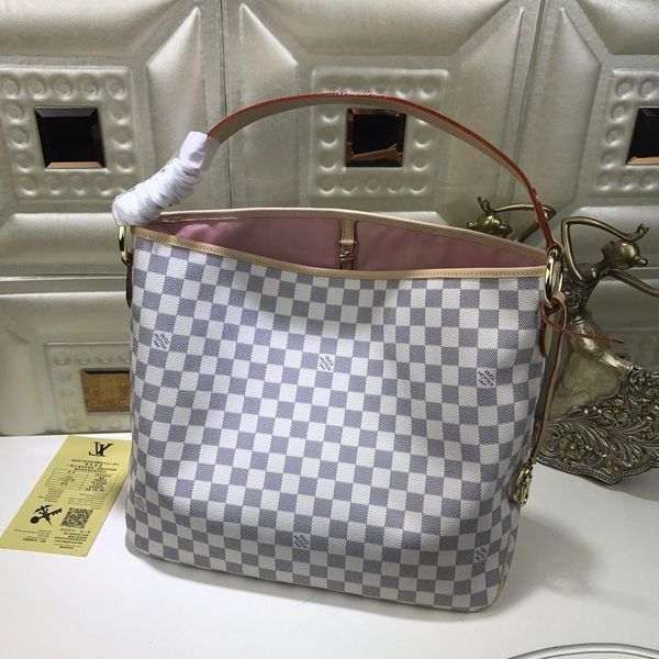 

2019 50156 n damier azur canvas eather white hobo handbags handles boston cross body messenger shoulder bags
