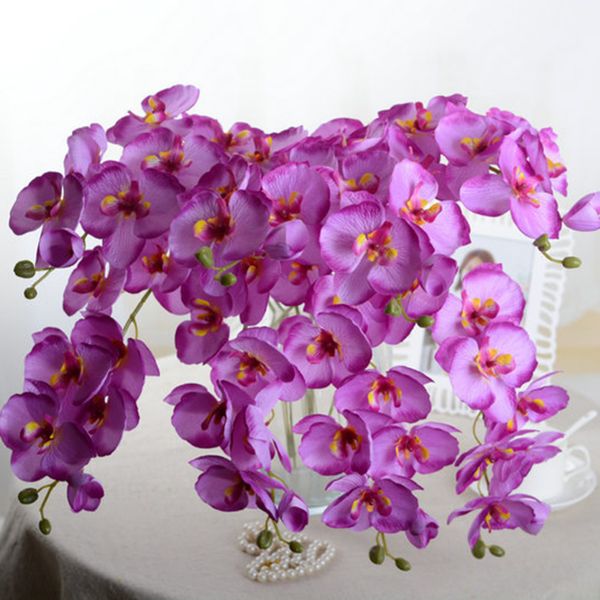 

7 heads phalaenopsis artificial flowers bouquet wedding decoration butterfly orchid silk flower fake orchids flower home decor