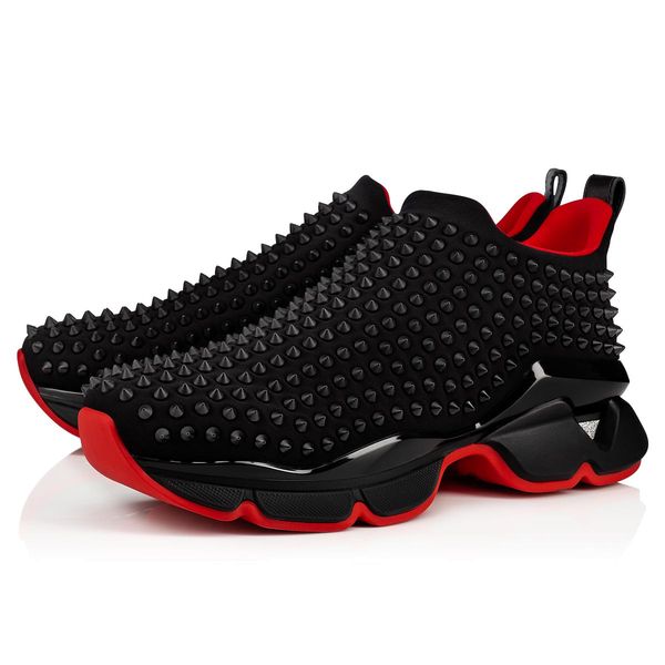 

2019 Krystal Spike Sock Donna Flat Neoprene Sneakers Designer Mens Red Bottoms Shoes Womens Rivet Spiky Junior Spikes Red Sole With box bag