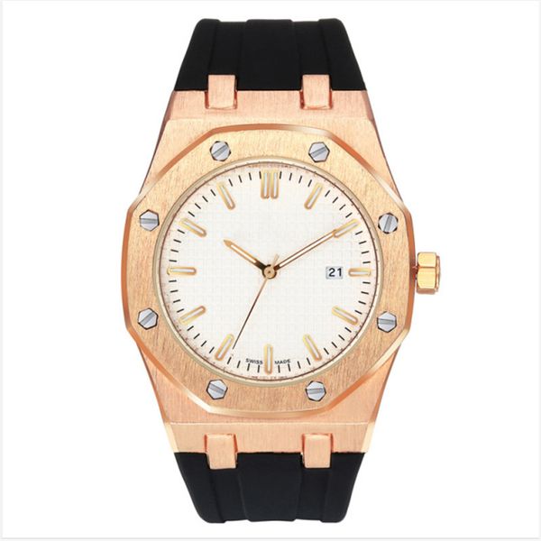

fashion mens womens luxe watches 41mm rubber strap sapphire stainless steel quartz movement male watch casual sport wristwatches 18, Slivery;brown