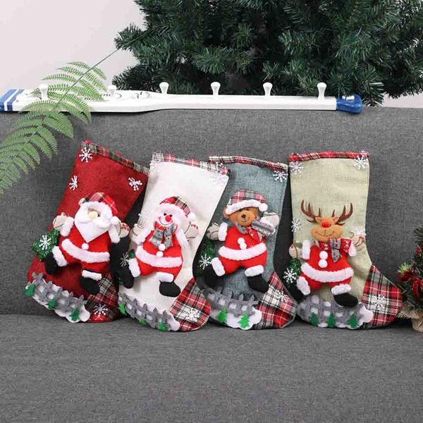 

christmas stocking gift bag noel reindeer santa claus snowman socks natal xmas tree candy ornament gifts decorations new year