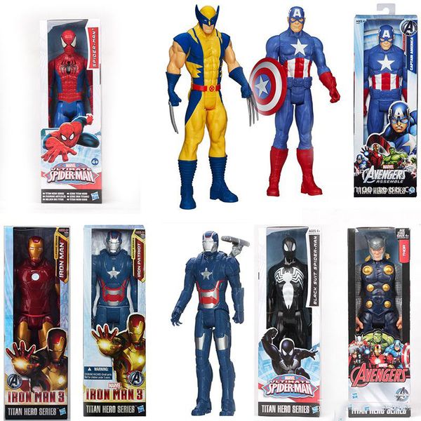 

kids toys the avengers pvc action figures marvel heros 30cm iron man spiderman captain america ultron wolverine figure toys