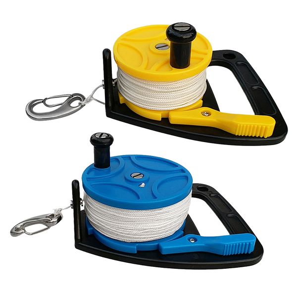 

2pcs multi purpose scuba dive reel spool with white line and handle for cave wreck drift diving snorkeling spearfishing