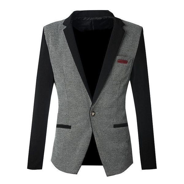 

men simple joint solid color suit korean blazer men casual slim f, White;black