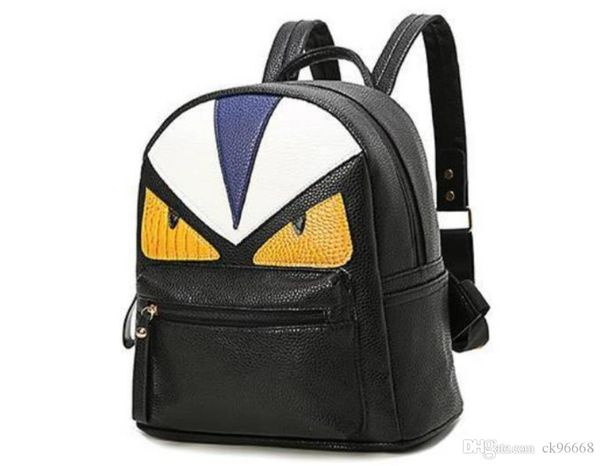 

Wholesale- New Hot sale cartoon Monster women's backpacks famous brand monster designer women high quality panelled backpack soft leather