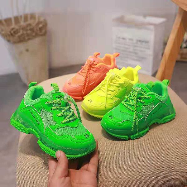 

designer shoes for kid sport running sneakers neon green color for baby boy girl dress school basketball running sneakers, Black