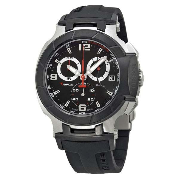 

discount price racing chronograph quartz sport black rubber strap deployment clasp classic bracelet men watch wristwatches watches, Slivery;brown