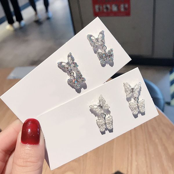 

crystal pearl butterfly earrings simple silver needle cute hoop women earrings fashion design dazzling vintage girls piercing