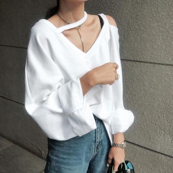 

дизайнер толстовки женщины одежда с плеча женщин толстовка v шеи batwing с длинным рукавом полосатой пуловер стиль одежды осень, Black