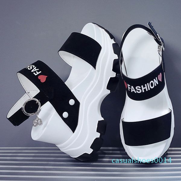 

rimocy super high heels chunky platform sandals for women summer 2020 thick bottom wedges back strap sandalis mujer shoes blue c14, Black