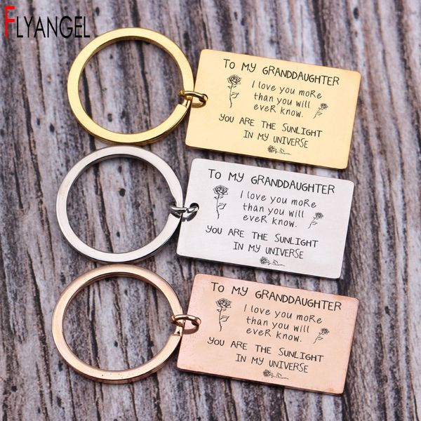 

stainless steel key chains to my granddaughter i love you more than you will ever know keyring jewelry keys holder, Silver