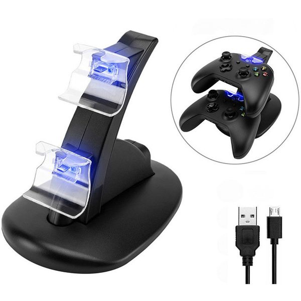 

led usb dual game controllers charger charging dock stand station for sony playstation 4 wireless ps4 xbox one gamepad game controllers