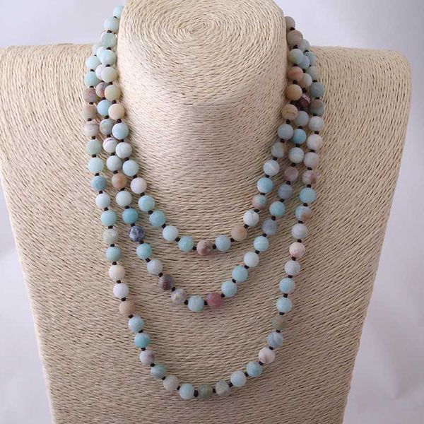

other long knotted halsband knot frosted amazonite stones necklace, Silver