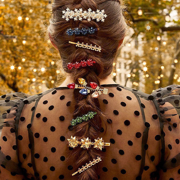 

ba 2020 women's fashion new hair clip set bohemian color carved delicate jewelry hair styling clip party gift, Golden;white
