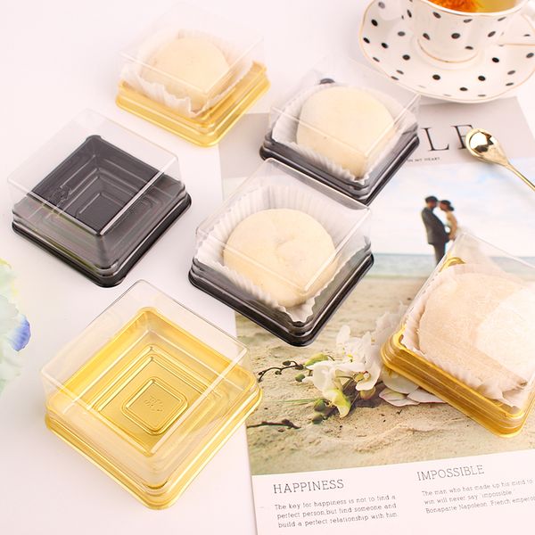 

new product promotion--100pcs=50sets 7.8*7.8*4cm plastic candy box wedding cake boxes muffin container gift packaging box