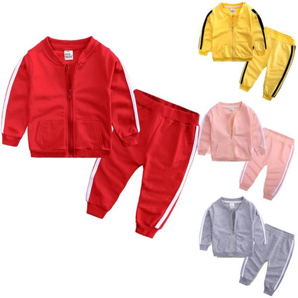 

2019 baby boy clothing suits autumn casual baby girl clothes sets children suit sweatshirts+sports pants spring kids set, White
