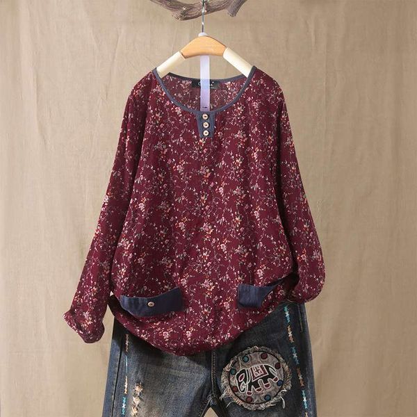 

2020 spring printed blouse zanzea vintage casual party tunic women long sleeve floral patchwork chemise shirt female blusas, White